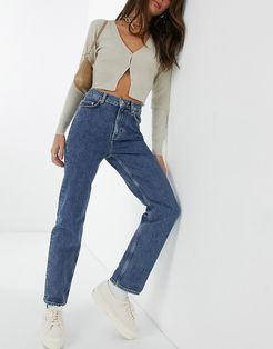 & Other Stories Favorite organic cotton cropped slim straight leg jeans in intense blue-Blues