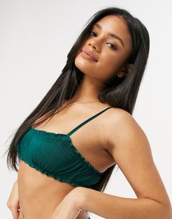 & Other Stories frill edge bralette in dark green