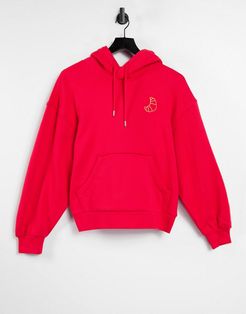 & Other Stories organic cotton croissant hoodie in red