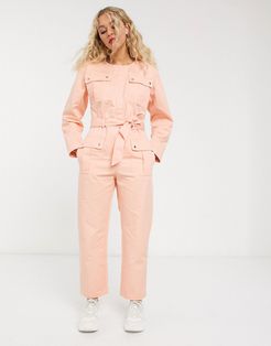 & Other Stories pocket detail utility jumpsuit in bleached peach-Pink
