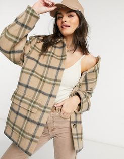 & Other Stories wool oversize check shacket in beige