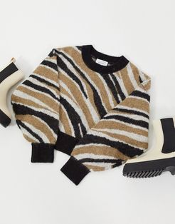 & Other Stories zebra intarsia knit sweater in multi