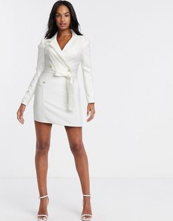 double breasted blazer dress in white