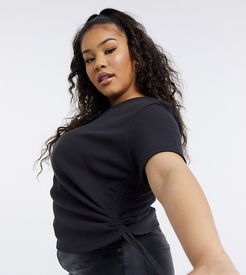 exclusive ruched side detail top in black