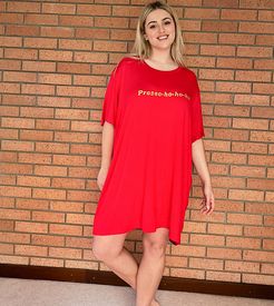 pajama t-shirt dress with slogan in red