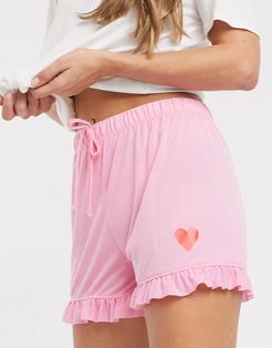 sleepwear motif top shorts in pink