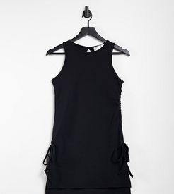 exclusive ruched side detail longline top in black