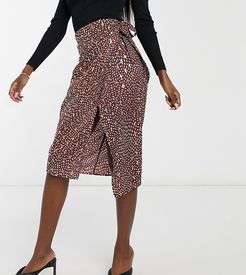 midi skirt with tie side in gold foil print