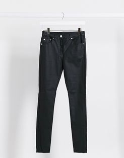 coated jeans-Black