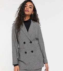 tailored longline double breasted blazer in gray