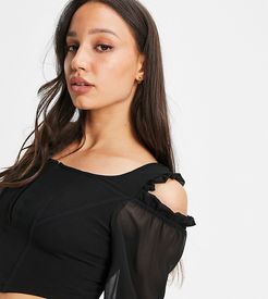 corset front crop top in black