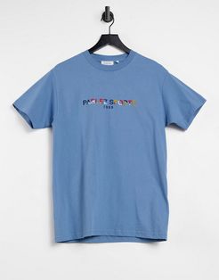 Nelson embroidered T-shirt in slate-Blues