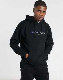 Nelson slouchy embroidered hoodie in black