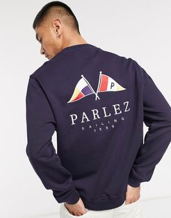 Solent back print sweatshirt in navy