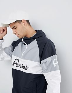 Block Overhead Hooded Jacket Front Logo in Black/White/Gray