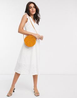 organic cotton broderie smock dress-White