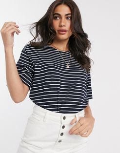organic cotton stripe t-shirt-Blue
