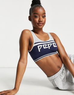 Kerry logo crop top in navy and gray