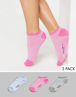 Pepe Silvia 3 Pack Striped Trainer Socks-Multi