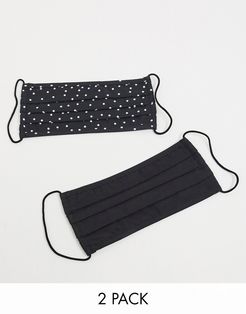2 pack face coverings in black spot and black