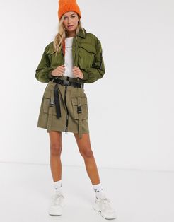 cargo skirt with buckle details in khaki-Green