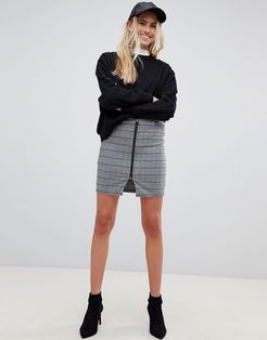 Dina check pencil skirt-Gray