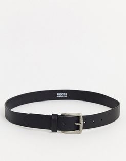 leather buckle belt in black