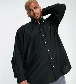 Big & Tall player logo poplin shirt custom regular fit in black