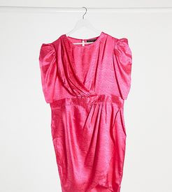 drape panel midi dress in fuschia-Pink