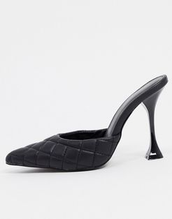 Eden heeled mules in black quilt