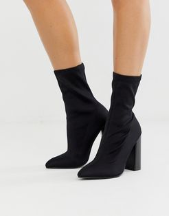 Libby high heeled sock boots in black