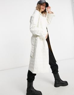 trench coat in quilted faux leather-White