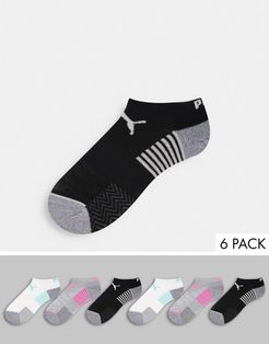 6 pack sneaker socks in white and multi