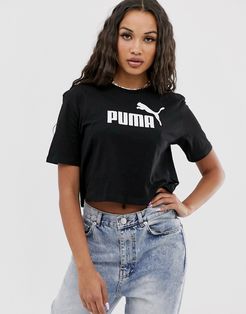 Essentials cropped logo t-shirt in black