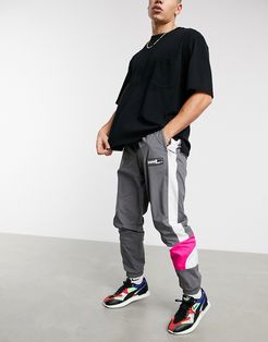 Hoops color block track pants in gray and pink-Grey