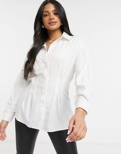 cinched waist shirt in white