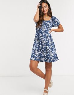 mini dress in navy floral print