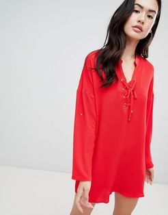 Shift Dress-Red