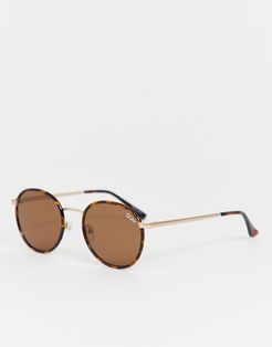 Omen round sunglasses in tort-Brown
