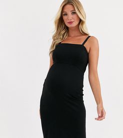 Maternity cami strap midi pencil dress in black