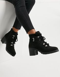Heeled Ankle Boots-Black