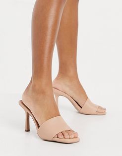 heeled mules in beige - Plain vamp