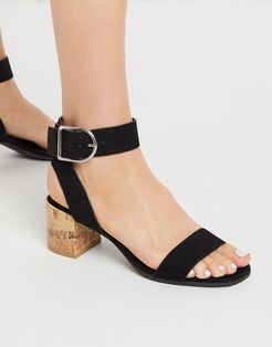 mid block heel sandals in black