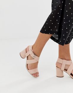 mid block heeled sandals-Beige