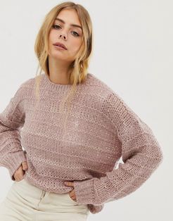 Kaylie loose knit sweater-Purple