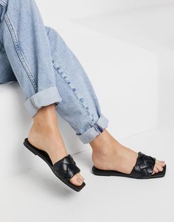 Eleah plaited flat sandals in black