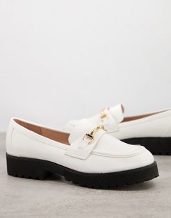 Empire chunky loafers in white with gold snaffle