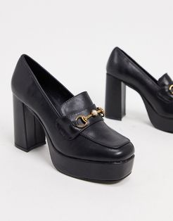 Estera chunky heeled loafer shoes in black