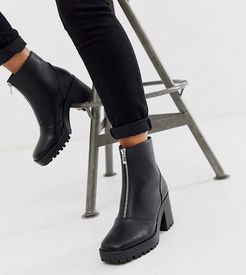 Exclusive Janella chunky zip front boots in black