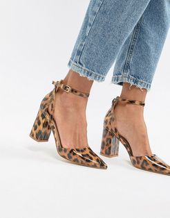 Katy patent leopard print heeled shoes-Multi